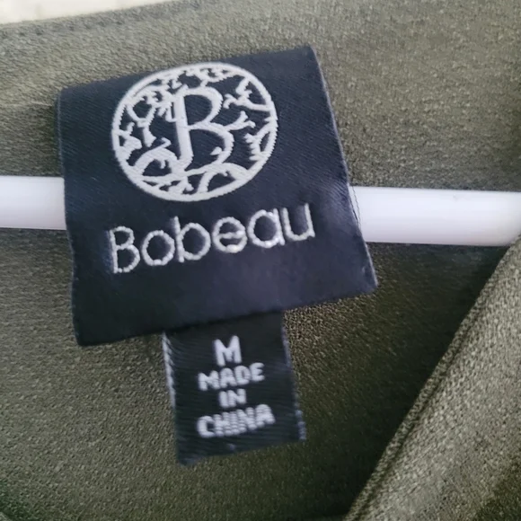 Bobeau Olive Green Mid Length Faux Wrap Dress (M) - Picture 4 of 8
